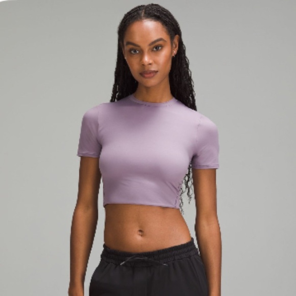 Lululemon Wundermost Ultra-Soft Nulu Crewneck Cropped T-Shirt in Purple Ash